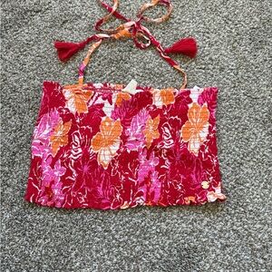 ROXY girls Floral Red and Orange Tube Top size xs